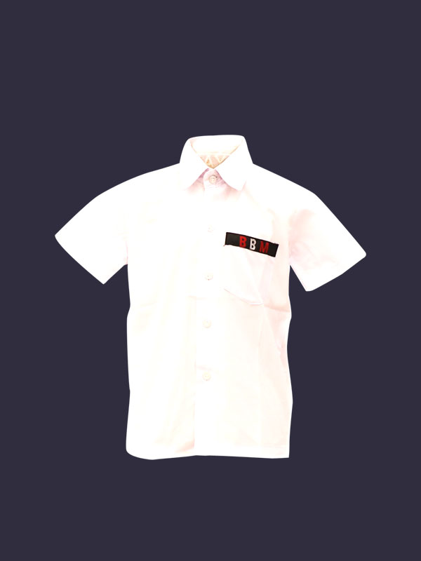 White Shirt Half Sleeves With BBM Monogram For Boys & Girls PRE-NURSERY To KG-II